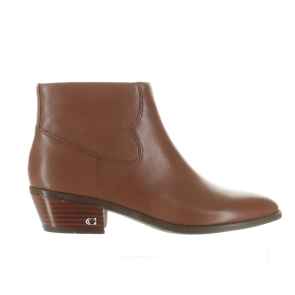 Coach Women's Boot Dannie Saddle Brown Leather Logo Ankle - Picture 1 of 11